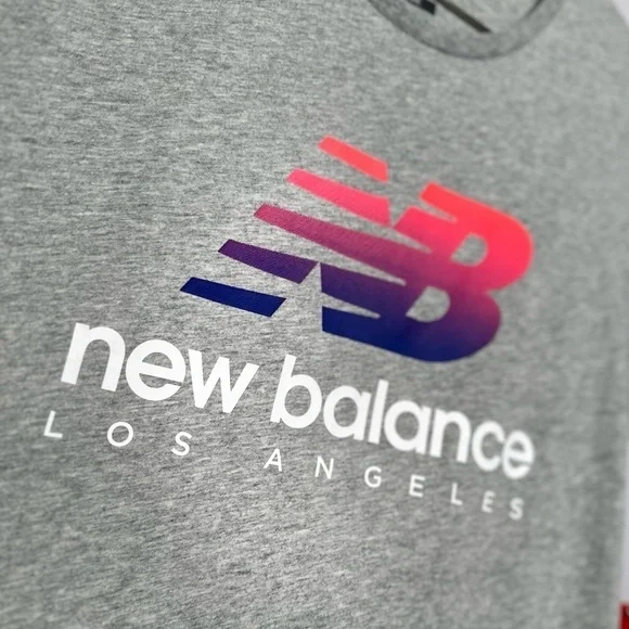𝙁𝙍𝙀𝙀 🅽🅴🆆 New Balance Los Angeles 100% cotton pink/purple logo gray tee, L - Picture 4 of 10